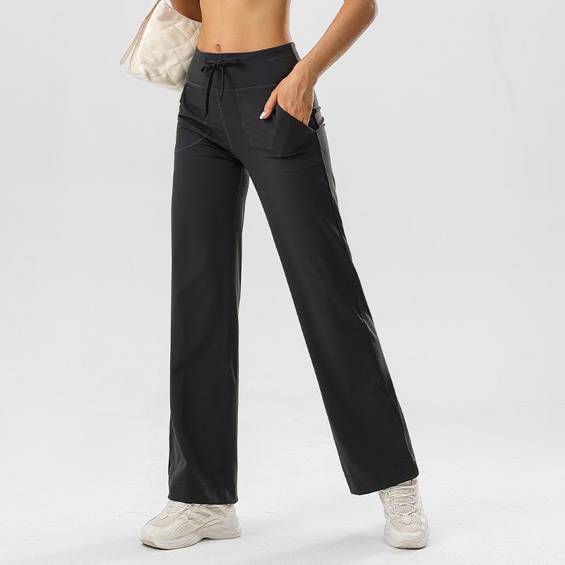 

Женские брюки для йоги с высокой талией и прямыми штанинами для тренировок и занятий спортом на открытом воздухе Extra Large чёрный