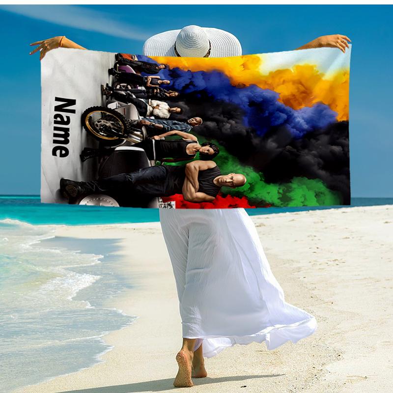 Custom Name Ultra-Soft Beach Towel with Fast & Furious Theme,Ideal for Pool - Camping, Diving - Perfect Travel Essential, Vibrant Beach Towel.
