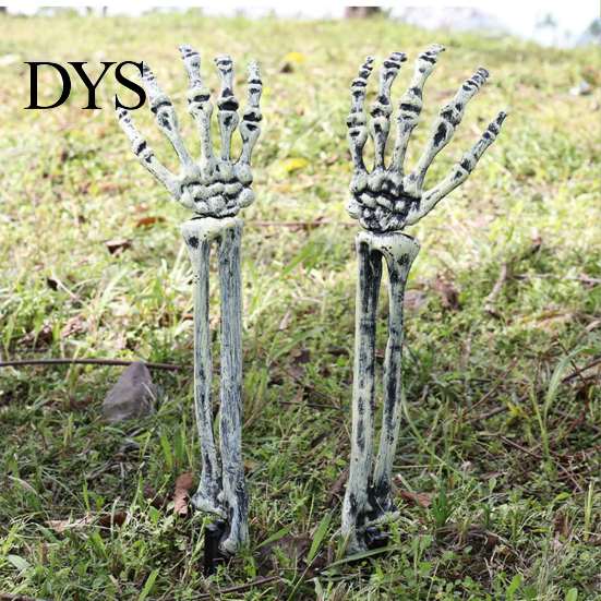 Graveyard Scene Setter 1 Pair Halloween Skeleton Hand Yard Stake, Fake Bone Ground Creepy Garden Decor Insert for Cemetery Lawn Display, Spooky