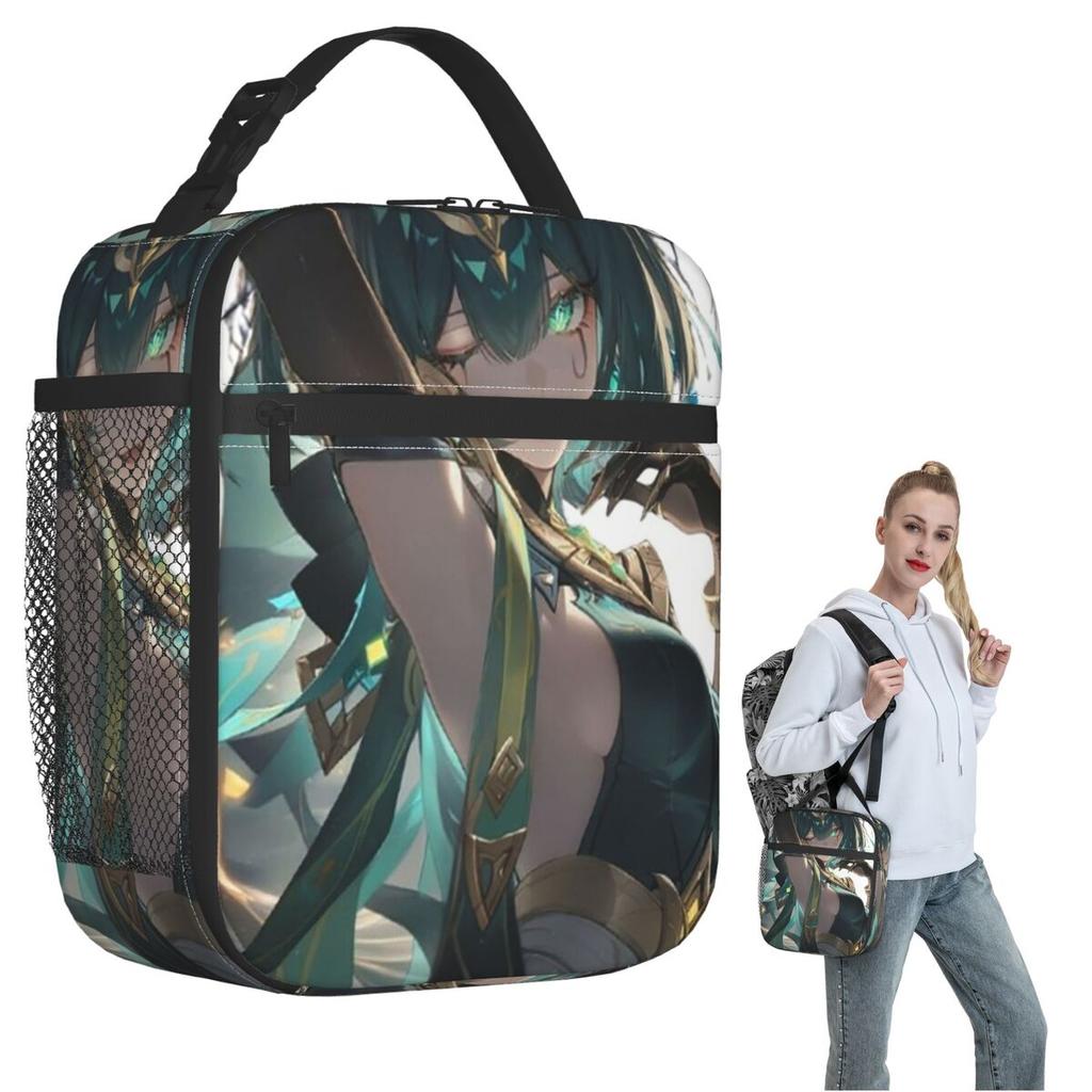 Genshin Impact Nefer Armpit Leak Insulated Lunch Bag for Women Children Leakproof Food Boxes Thermal Lunch Box Tote