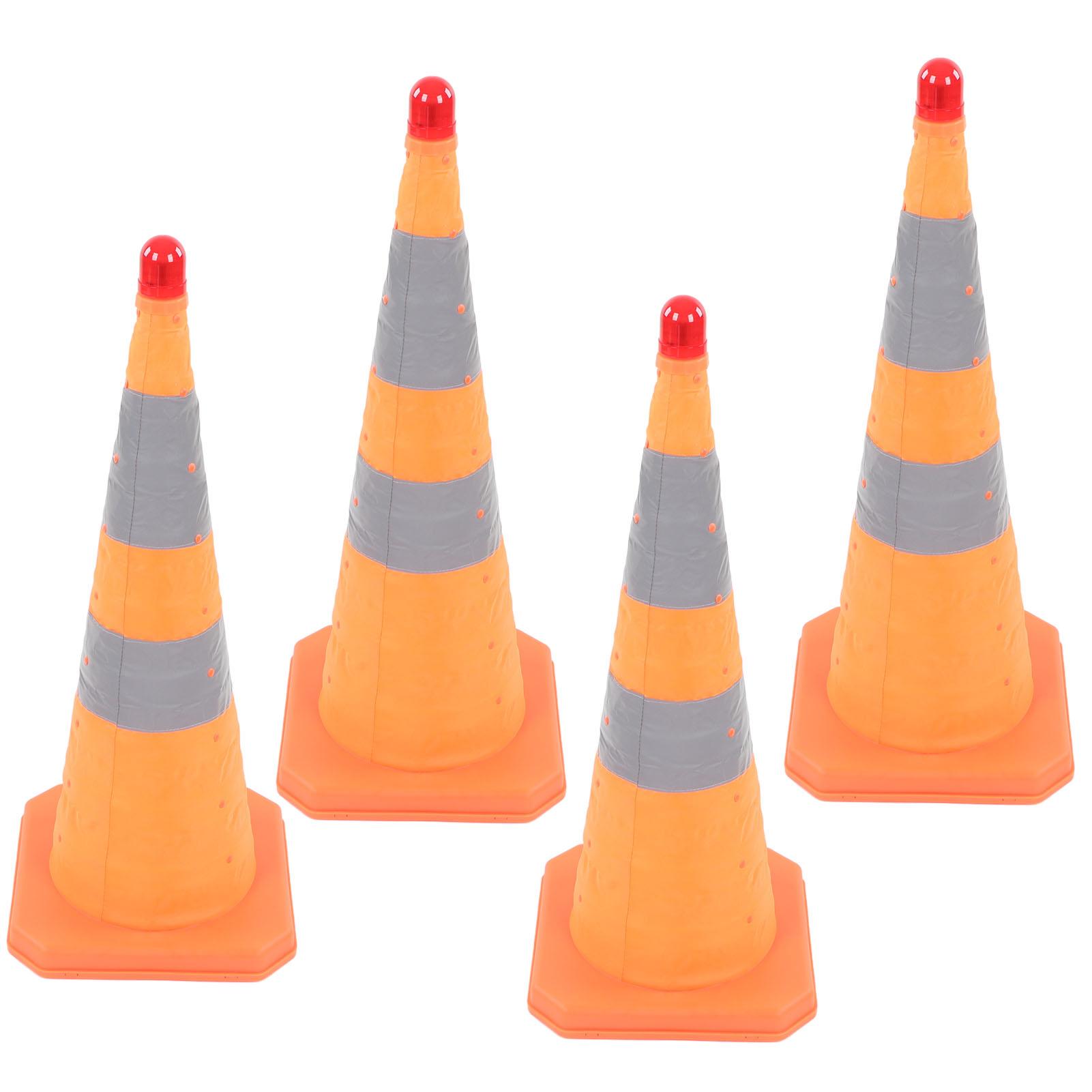 

4 шт. 28-дюймовые складные дорожные конусы, многоцелевые всплывающие светоотражающие дорожные конусы со светом для