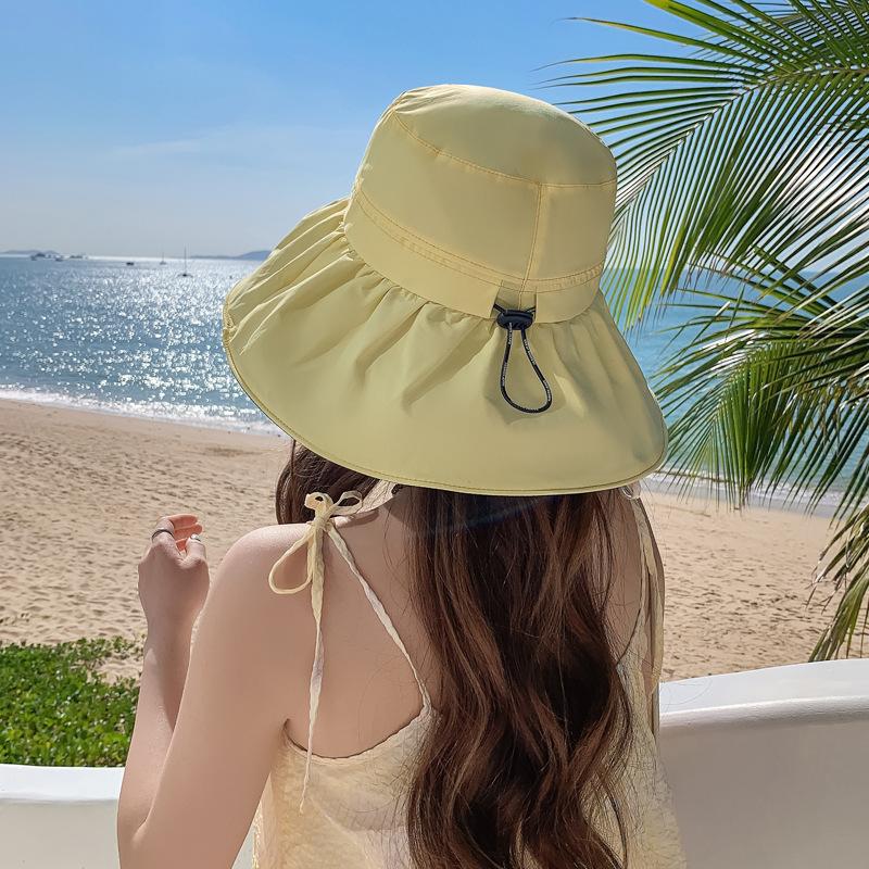 New Hat Women's High Quality Embroidered Letter Vinyl Sunscreen Sun Hat Summer Dayan Beach Sun Hat