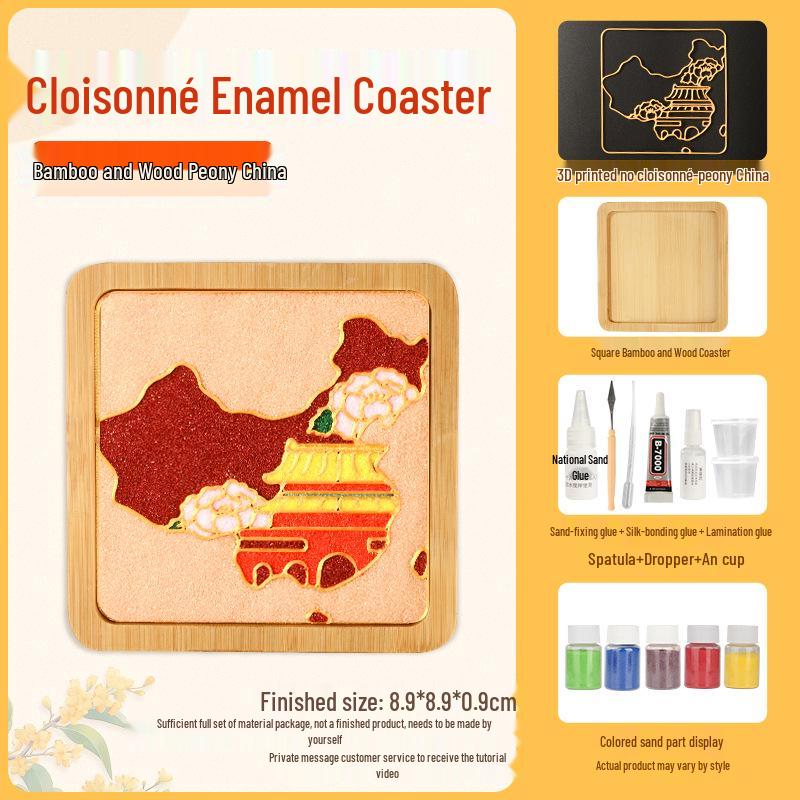 Cloisonné DIY Coaster Kit: Jingtailan No-Wire-Drawing, Chinese Style, Handmade Team Building Activity