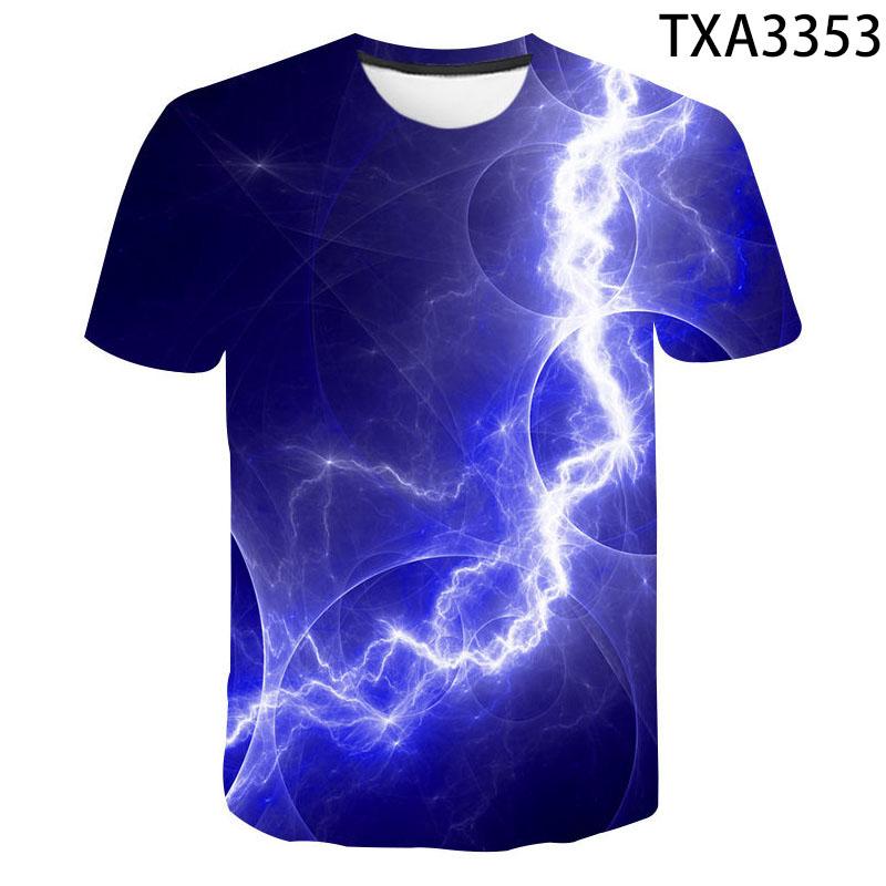 Fashion Summer Thunderbolt T Shirt Men Women Children Lightning Flash 3D Print T-shirt Boy Girl Kids Short Slevee Tops Cool Tee
