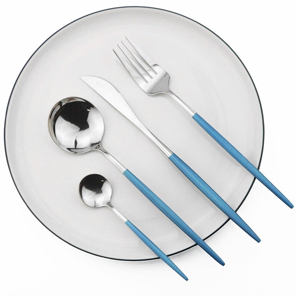 4piece Stainless Colorful 180 Dinnerware Steel Cutlery Rainbow Dinner Set Knife Fork Coffee Spoon Silverware Kitchen Tableware Set