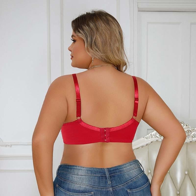 Lencería Europea y Americana de Talla Grande Sexy Sujetador Push Up de Encaje de Color Sólido para Mujer