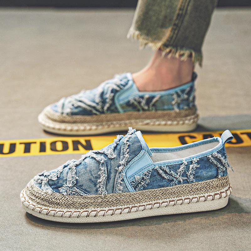 Summer One Foot Lazy Shoes Internet Celebrity Live Stream Trend Men'S Shoes Fashion Student Canvas Shoes Wear Casual Fisherman Shoes