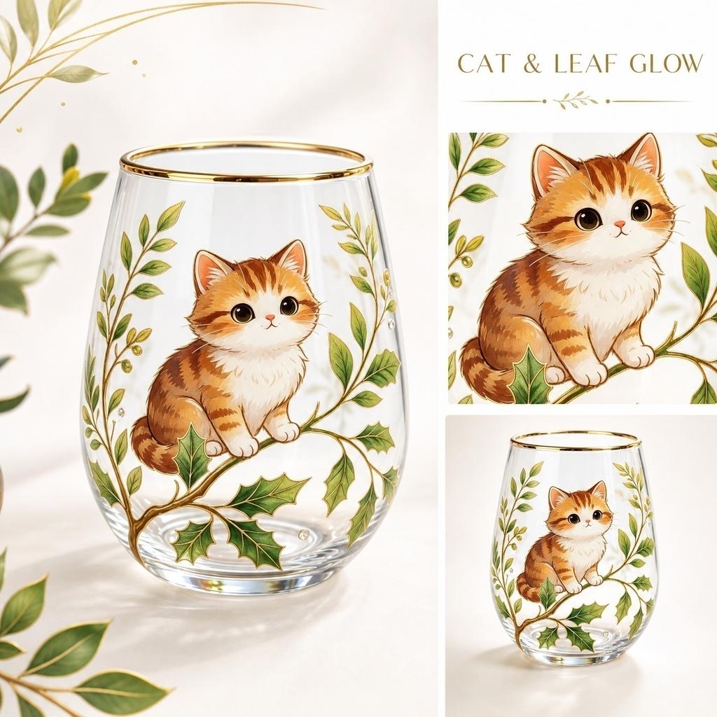 Decorative Printed Glass Juice Cup Stemless Drinking Glassware for Home Use Durable Clear Glass with Artistic Animal and Botanical Design