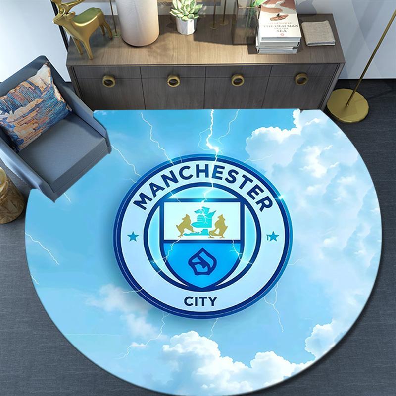 Man City Round Area Rug,Carpet Rug for Living Room Bedroom Sofa Playroom Decor,Non-slip Floor Mat