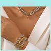 Ensemble Collier et Bracelets Pendentif Cœur Géométrique pour Femmes