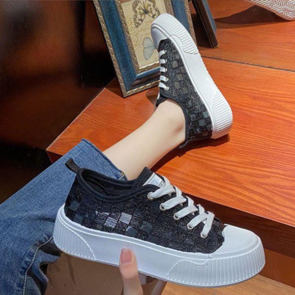 Breathable Mesh Fishermen's Shoes Women's Summer Thick Soled Canvas Lace Antiskid Wear-resistant Versatile Board Shoes