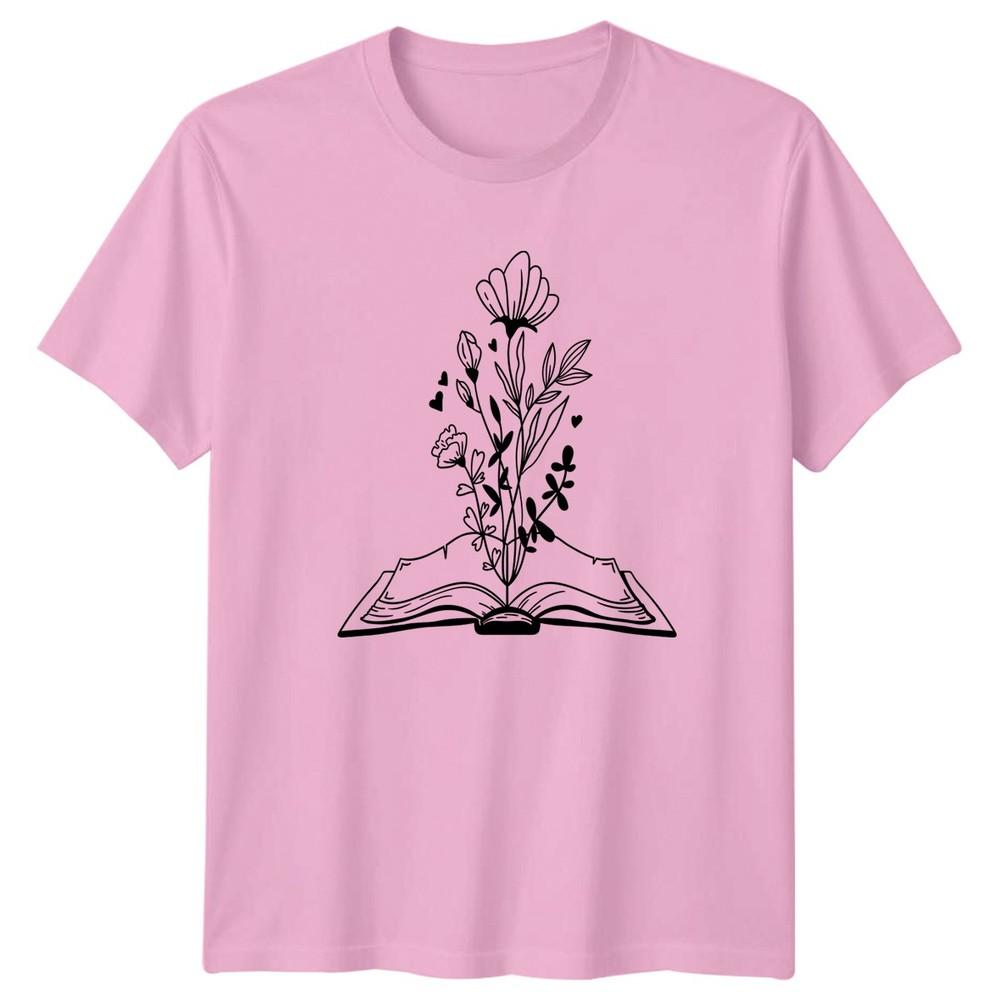 Flowers Bloom From Books Reading Unisexs TShirt Botanical Book Lover Birthday