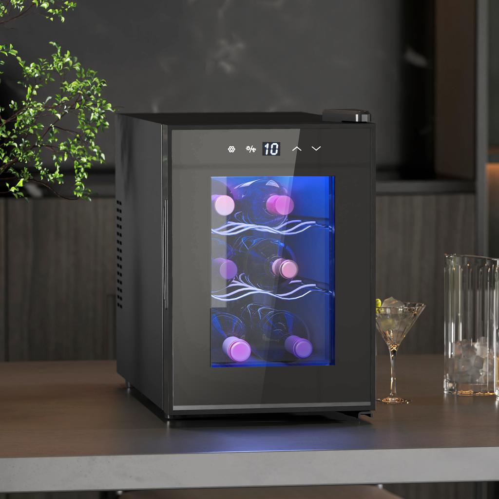 Six Bottle 8-18 Degrees C Countertop Wine Fridge - Black