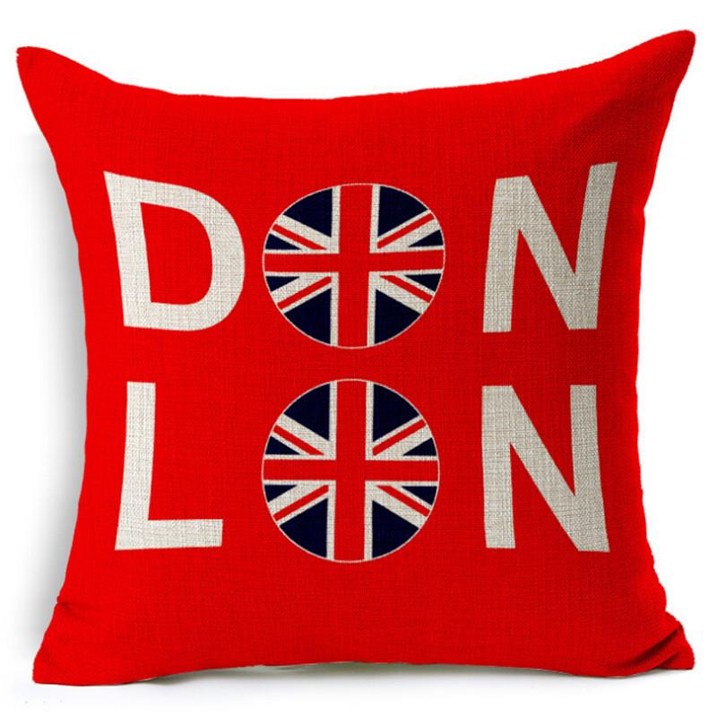 British Style Cushion Cover England London Sofa Car Decorative Pillowcase Cotton And Linen Home Decor Pillow Funda De Almohada