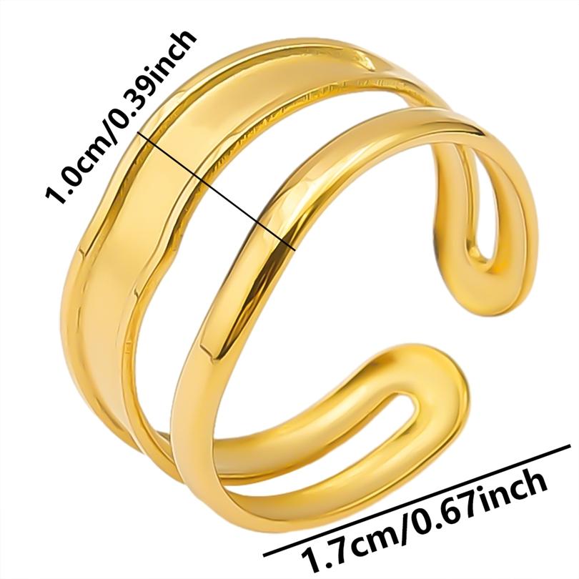 

Different Thickness Two Layered Open Adjustable Ring Simple Fashion Jewelry Stainless Steel Rings For Women Men Accessories Gift adjustable