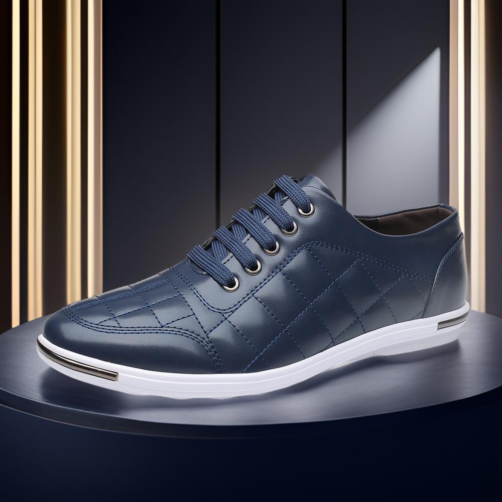 

Весна и осень 2025 года Резиновые Корейская версия Низкие кеды Мужская повседневная спортивная кожаная обувь Черные Круглый носок Дышащая, Большой размер Мужская обувь 48