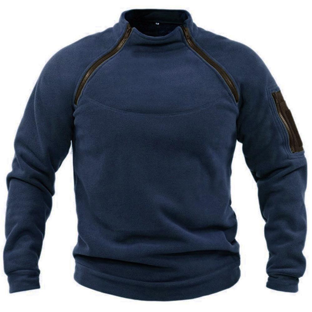 Men's Tactical Stand-up Collar Zipper Hoodie Fleece Jacket
