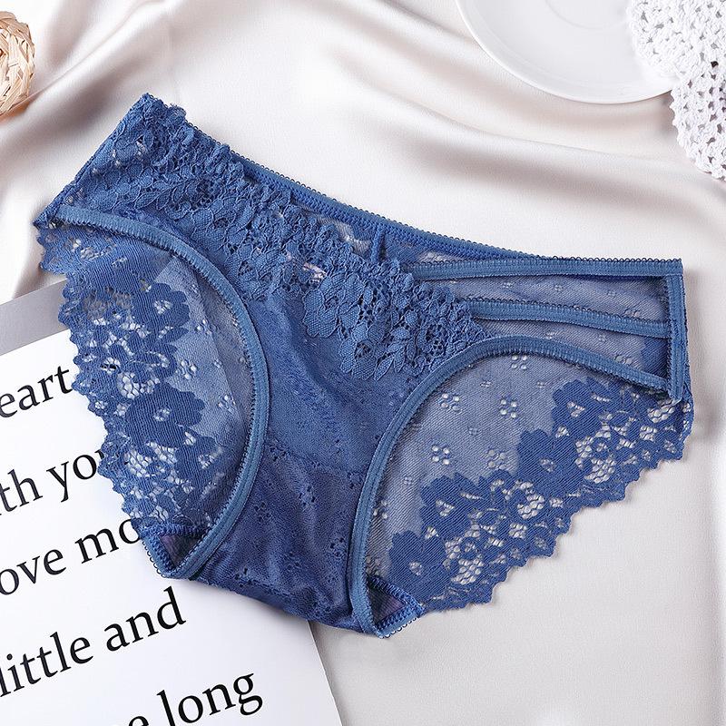 Hollow Out Beautiful Buttocks Sexy Lace Underwear Women Perspective Multi Strap Ice Silk Seamless Antibacterial Breathable Women Triangle Pants
