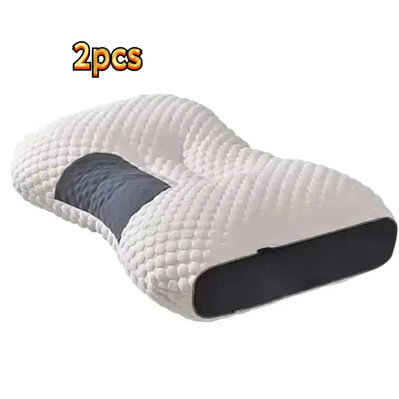 2Pcs Soybean Fiber Neck Pillow, Cervical Orthopedic Support for Sleep & SPA, Massage Relaxation Household Pillow 2