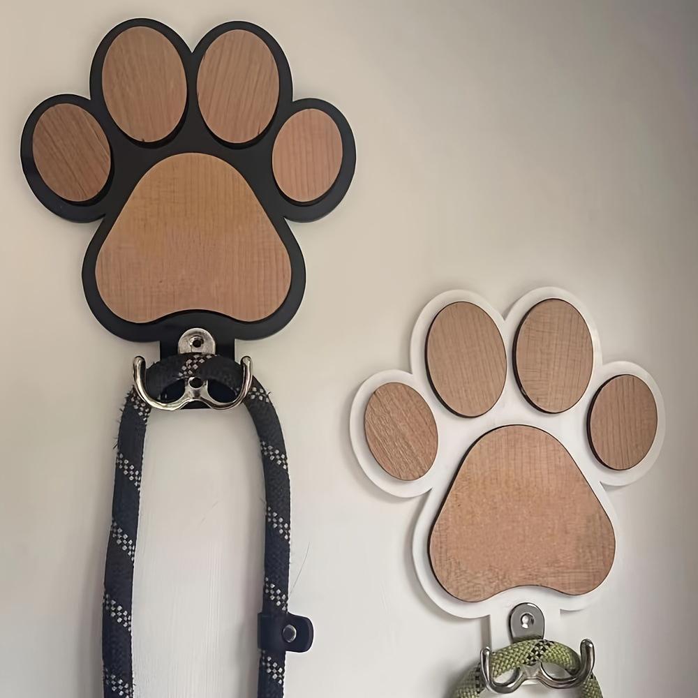 1/2pcs Dog Lover Gift Leash Hanger, Natural Wood with Paw Design, Perfect for Hanging Collars, Coats & Keys, Housewarming