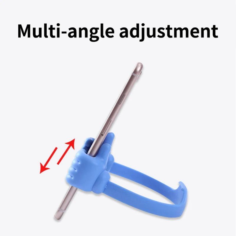 Thumbs-up Phone Stand: Adjustable Plastic Holder, Portable Desktop Stand for iPhone, Xiaomi & Samsung