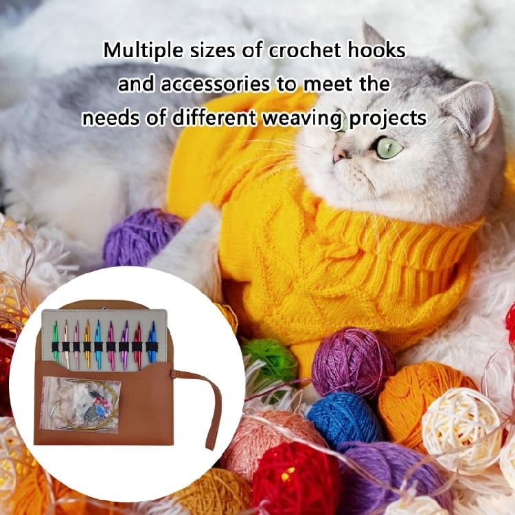 9Pairs Interchangeable Knitting Needle Set 3mm-6.0mm with Case Aluminum Circular Knitting Needle for Beginner Knitting