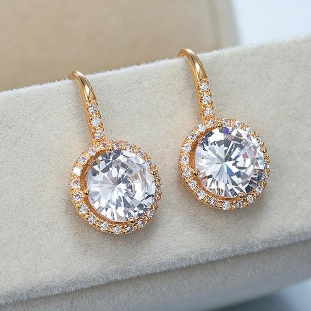 

Модные висячие серьги для женщин серебряного цвета с круглым кубическим цирконием элегантные женские украшения для банкета и вечеринки подарки