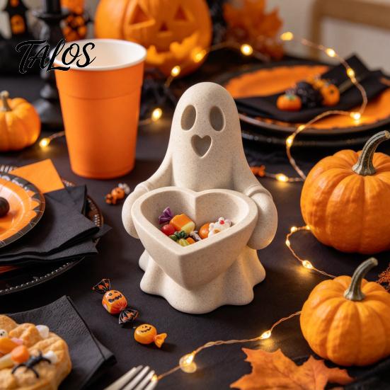 Unique Holiday Room Accents 3D Printed Ghost Trinket Dish, Halloween Heart Shaped Storage Bowl, Small Cute Figurine for Desk Jewelry Tray Ring
