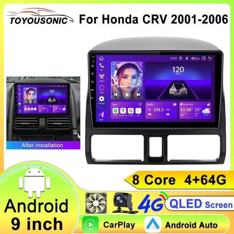 Radio auto Android 2Din pentru Honda CRV 2001-2006 CR-V 2 Player video multimedia Navigație Carplay Unitate principală stereo 9"Autoradio