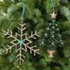 Green and Gold Hanging Christmas Decorations with Varied Holiday Motifs, Frosted Finish, and Integrated Ribbons for Seasonal Arrangements