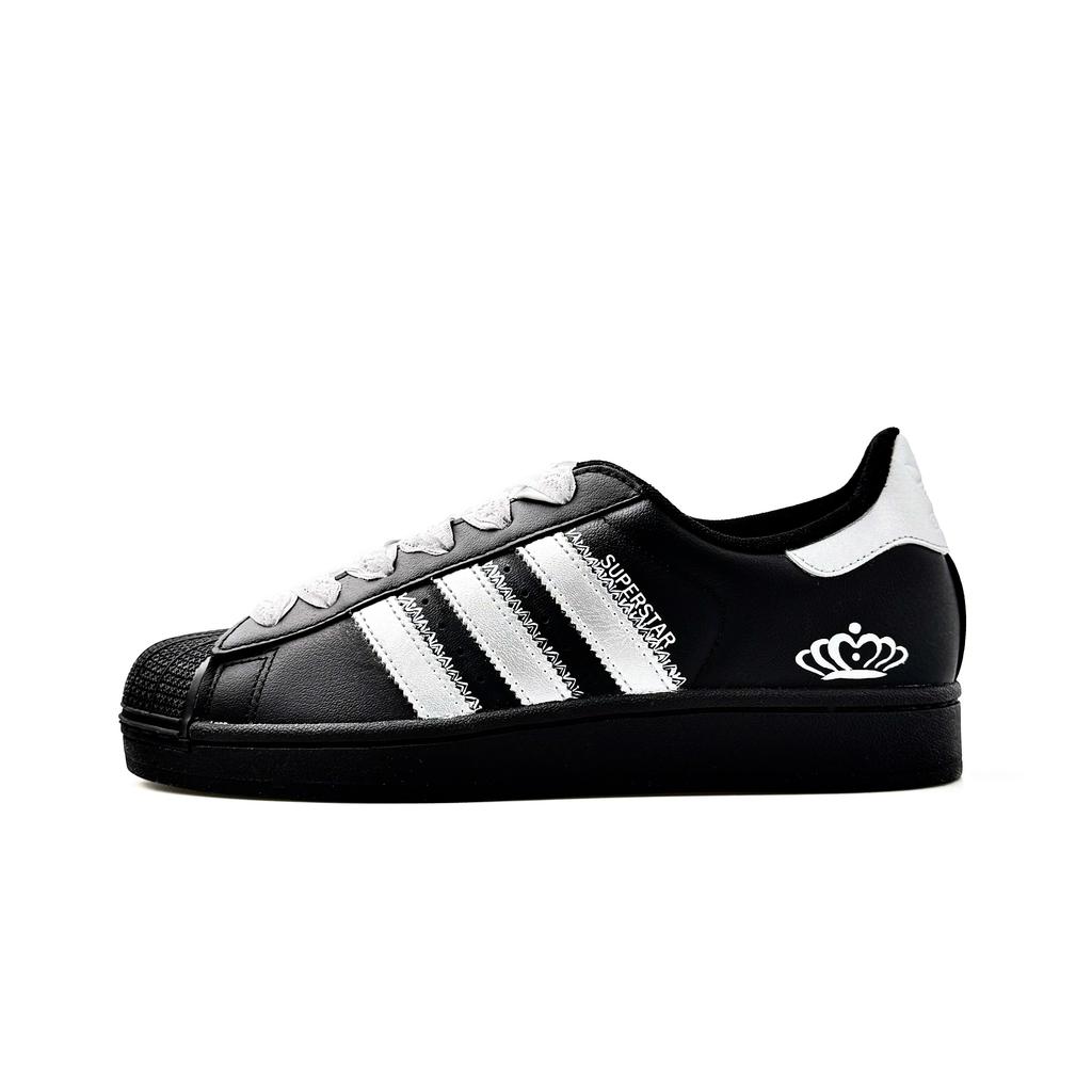 Adidas Originals Superstar 2 Crown Shell, Hand Drawn, Preppy Style Low top Skateboard Shoes Unisex Black White Silver JI0079(Team1031-BOX)