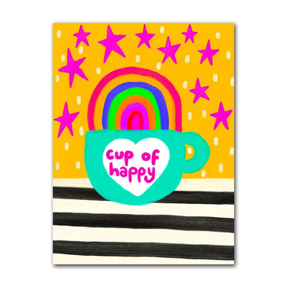 Leopard Lady Colorful Rainbow Flower Cup Wall Art Canvas Painting Nordic Posters and Copies Wall Photos for Living Room