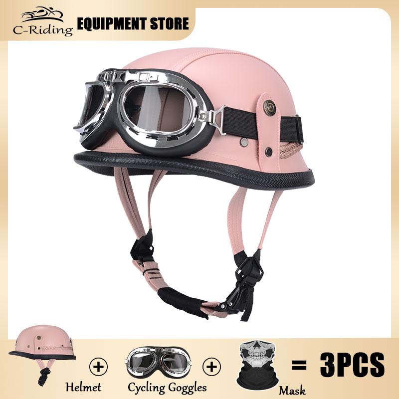Germany Imported Helmet DOT German World War II Vintage Steel Helmets Motorcycle Half Helmet Leather Half Cover Locomotive