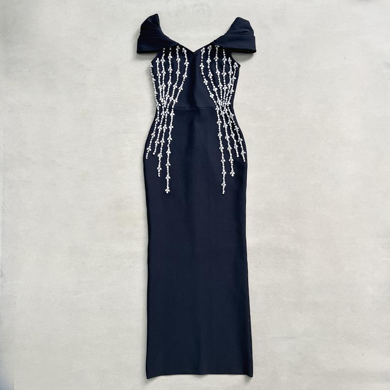 Black Two-Way Bandage Split Evening Gown