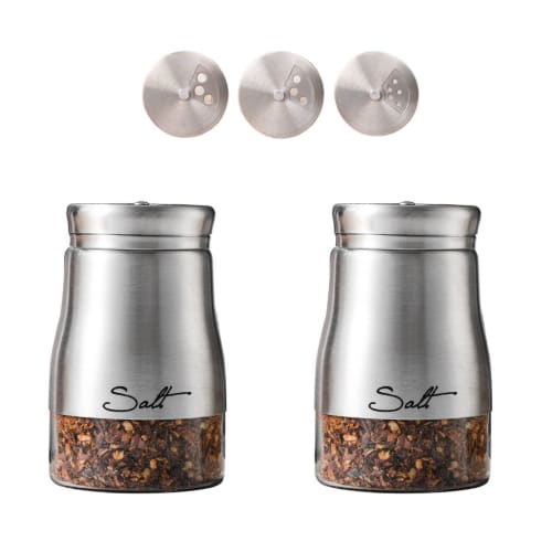 LLiKZio Spice Containers, Sugar Containers (Set of 2), Salt Containers, Seasoning Cases, Salt and Pepper Shakers, Stylish, Airtight, Heat-Resistant Gl