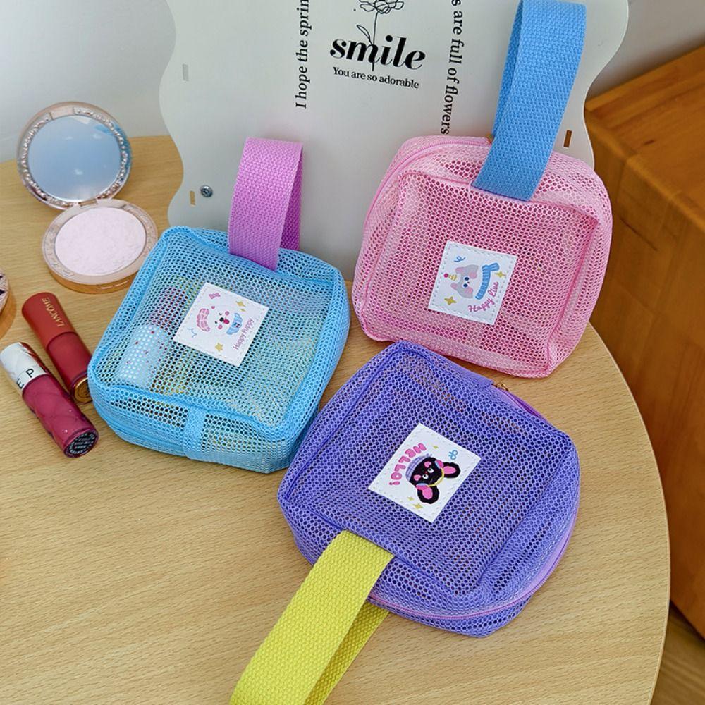 Transparent Mesh Storage Bag ID Credit Card Zipper Coin Purse Cosmetic Bag File Bag Travel Organizer Lipstick Makeup Bag Travel