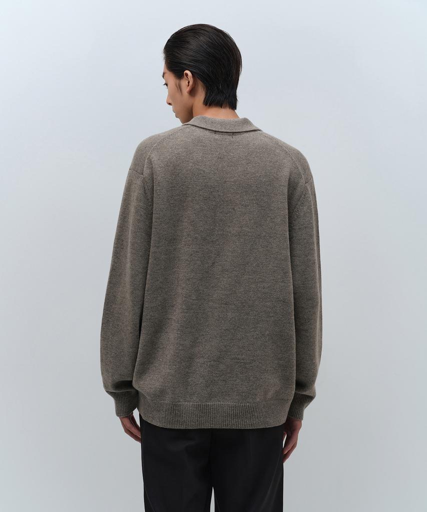 MUSINSA STANDARD [Victoria Wool] Minimal Collared Knit [Taupe]