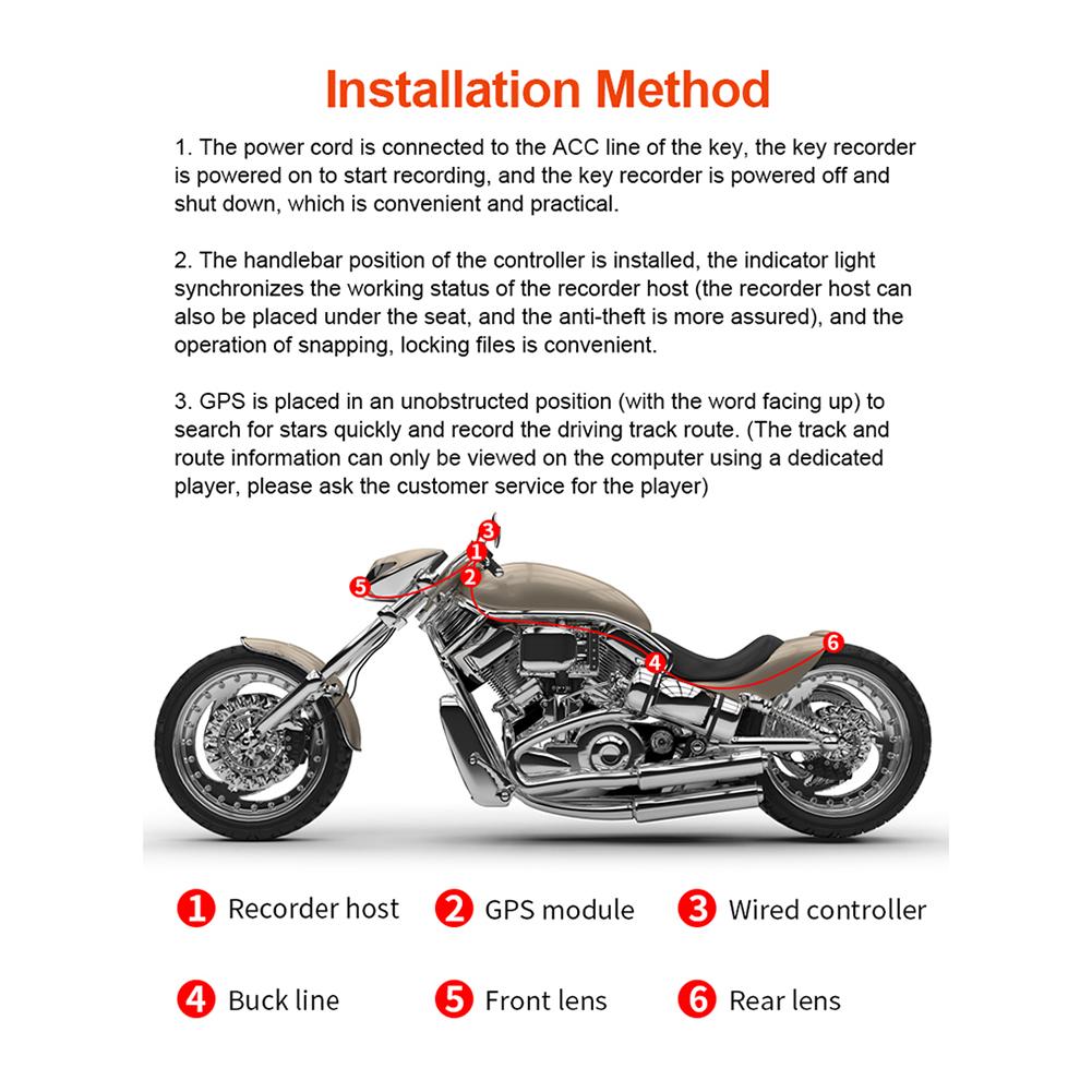 HD 1080P Motorcycle DVR Rear Camera Riding Recorder Box Waterproof Motorcycle Camcorder WiFi GPS Parking Monitor APP Mirrolink