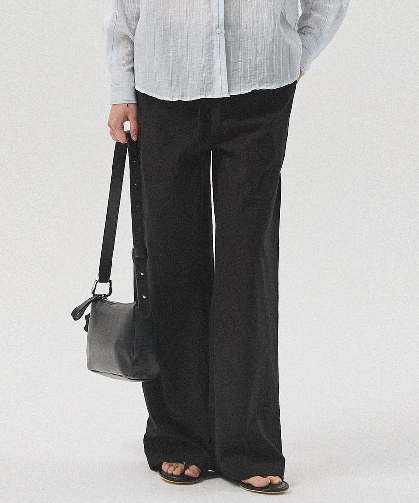 Aheule Ciro Cotton-Touch Banding Wide Straight Pants_Black