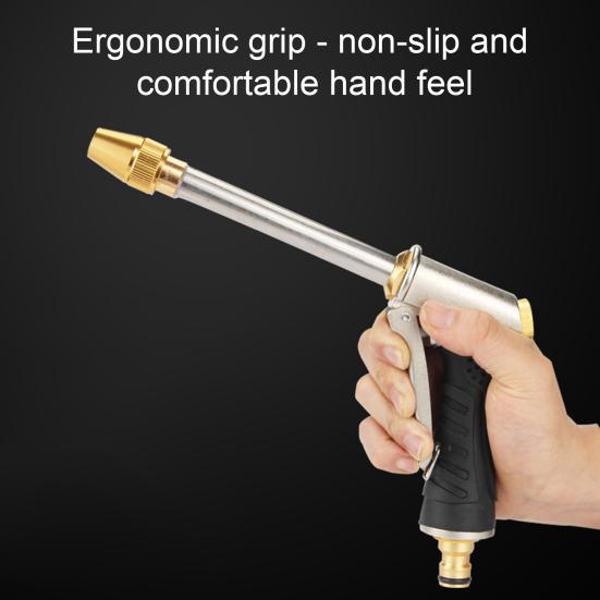 Garden Hose Nozzle, Long Wand High-Pressure Sprayer with Anti-Slip Grip, Heavy Duty Booster Nozzle for Car Washing Garden Watering