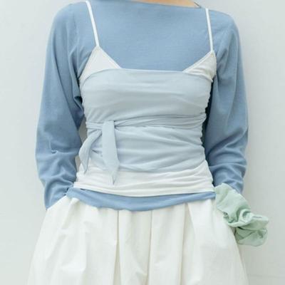 THE RYE Silk Chiffon Scarf(Light Blue)