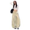 Women's Khaki High-Waisted Wide-Leg Jeans, Autumn/Winter 2025 - Floor-Length Slimming Casual Trousers.