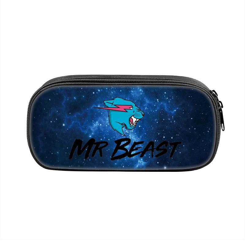 Mr Beast Lightning Cat Lion Print Student Single Layer Stationery Storage Bag