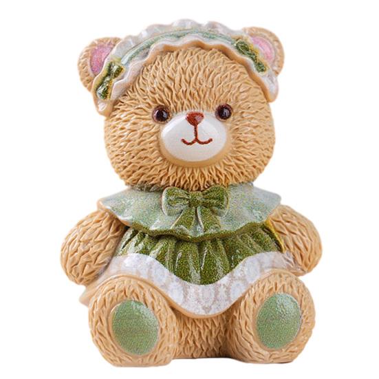 

Mini Cartoon Bear Figurine Tiny Resin Bear Figures with Dress Cute Cake Toppers for DIY Crafts Dollhouse Fairy Garden Micro Landscape Decor D
