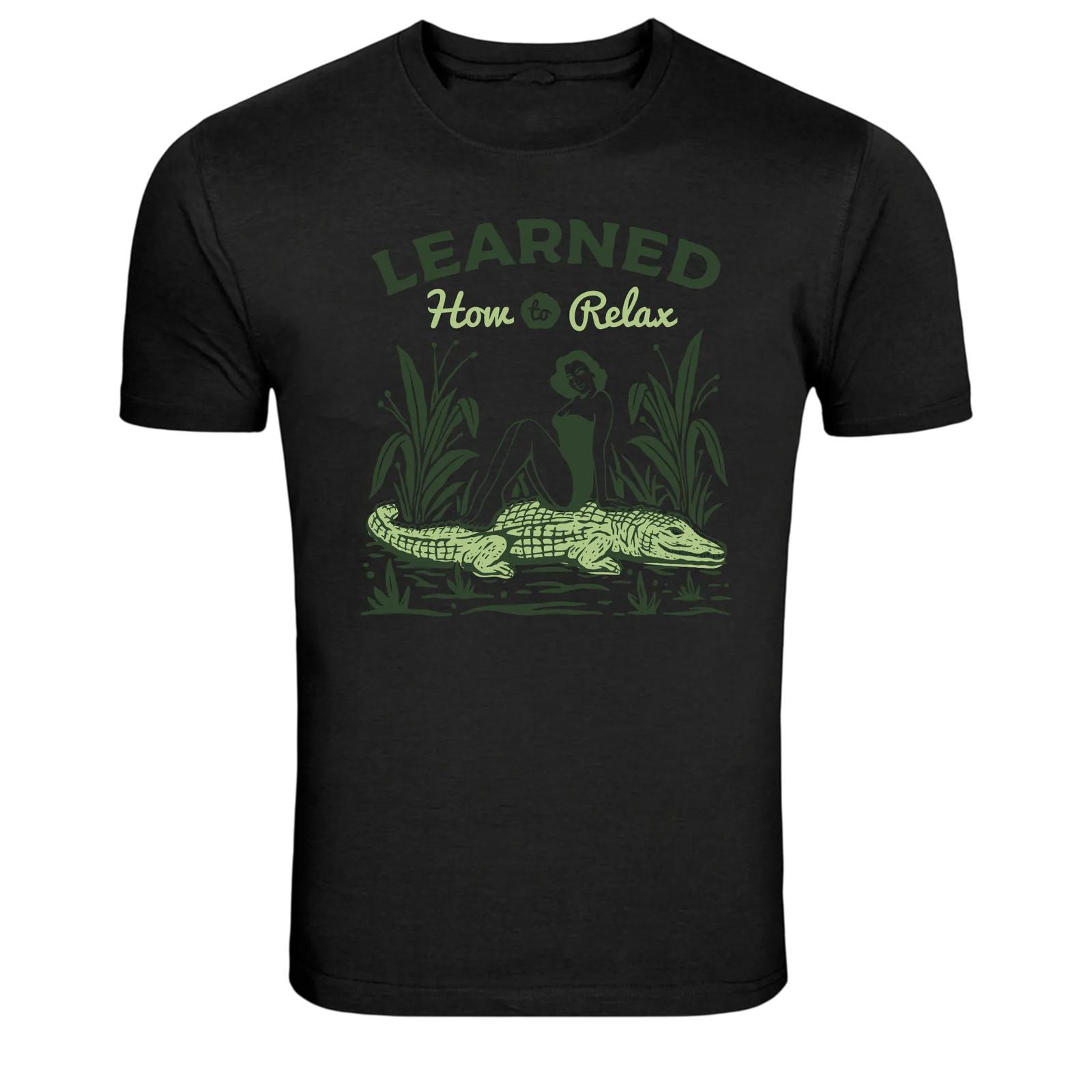 Learned How To Relax Alligator Funny Graphic T Shirt M