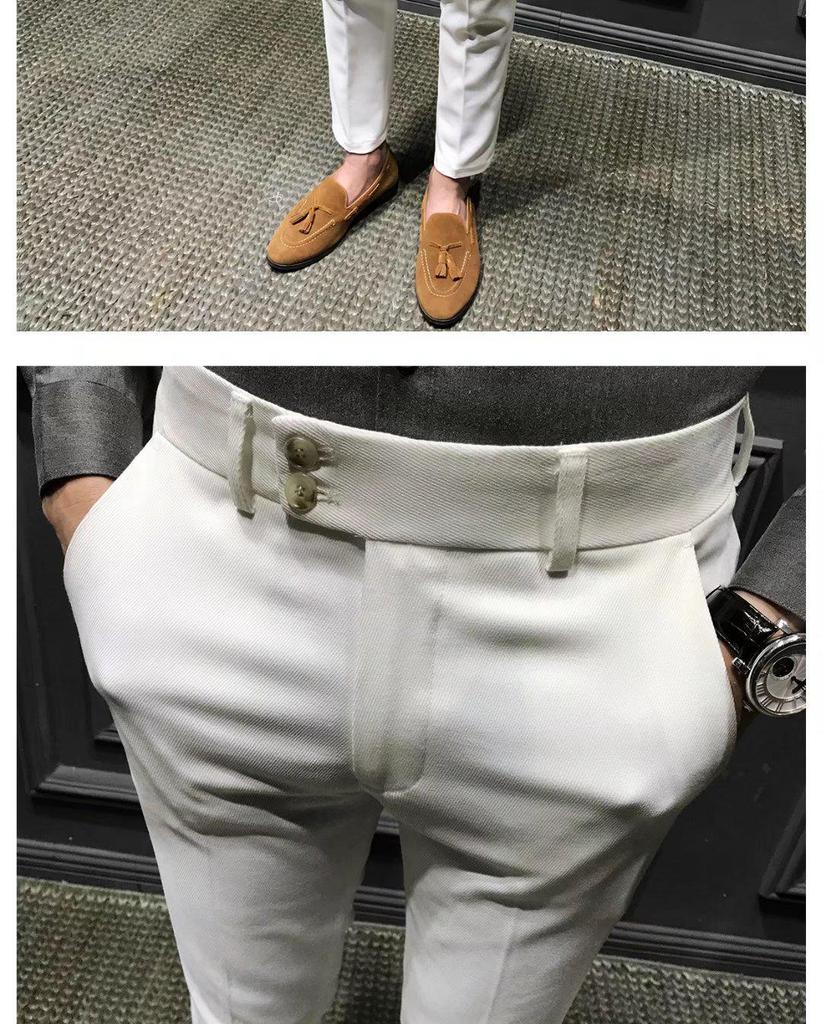 Herren Slim-Fit Weiße Neun-Punkt Casual Sommerhose im koreanischen Stil