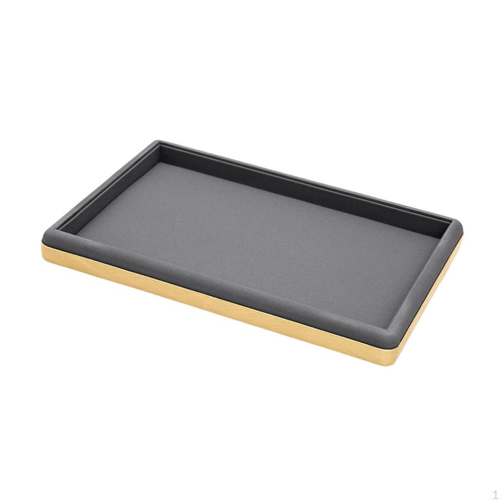 Brushed Leather Jewelry Display Tray, Empty Flat Storage Tray for Cases, Vendors,