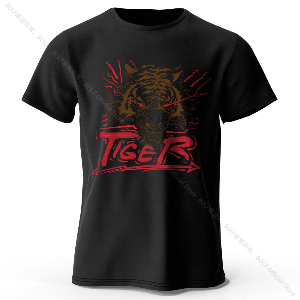 Cultural Tiger Motif Printed 100% Cotton T-Shirt, Soft & Comfortable Round Neck Short Sleeve Tee for Men & Women