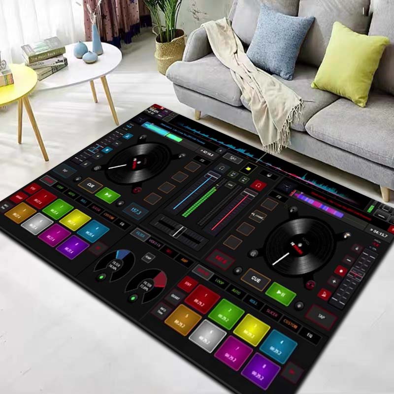 Dj Music Record Screen Console Theme Printing Large Carpet Sofa Living Room Bedroom Decoration Kitchen Bathroom Anti Slip Carpet