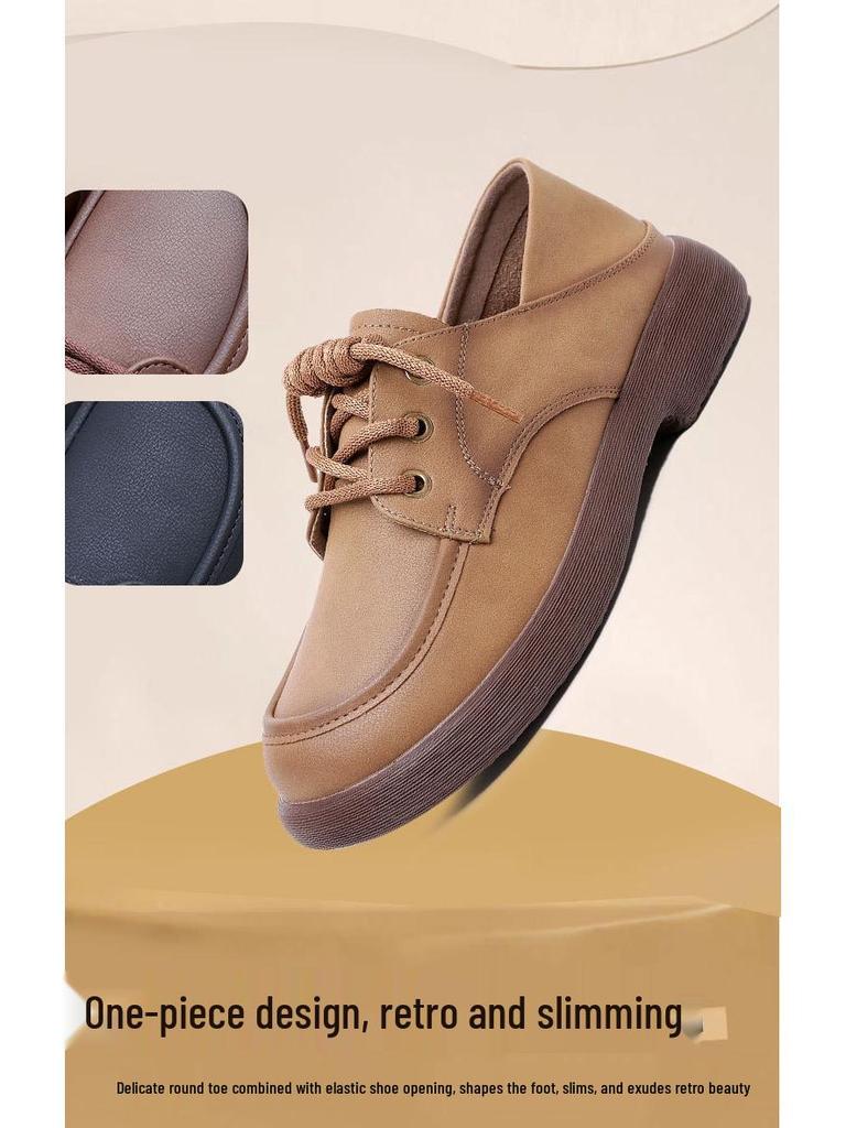 Genuine Leather Non-Slip Soft Sole Loafers for Middle-Aged & Elderly Women - Casual Spring & Autumn Style